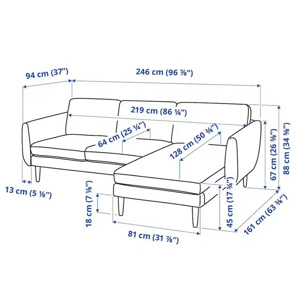 Угловой диван Смедсторп blue ИКЕА (IKEA) изображение товара