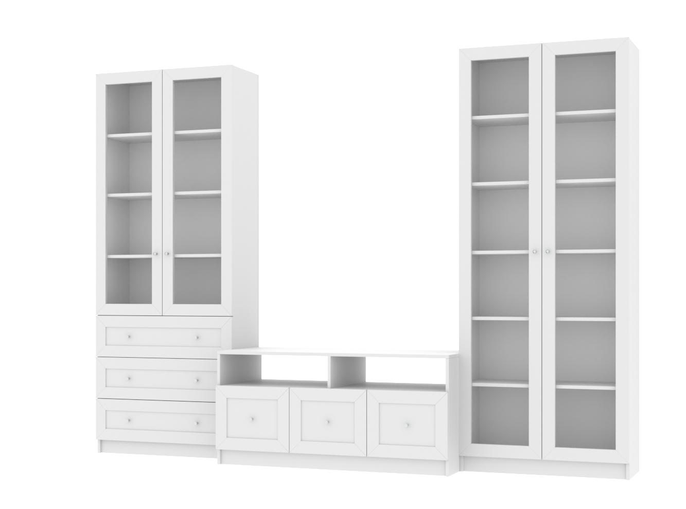 Книжный шкаф Билли 374 white ИКЕА (IKEA) с тумбой под телевизор изображение товара
